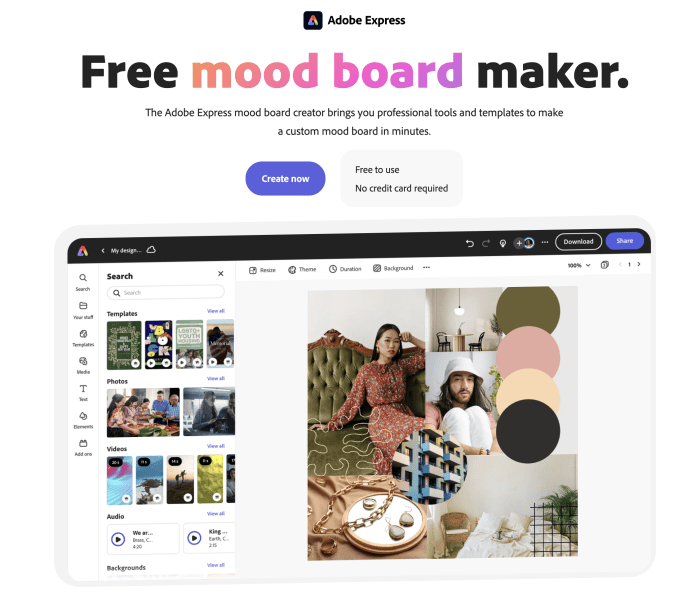 adobe express mood board